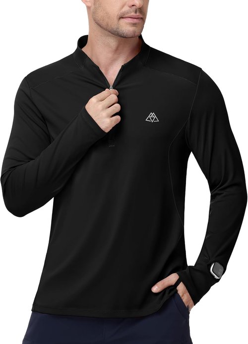 Haimont Men's Lightweight Quarter Zip Pullover - UPF50+ Sun Protection Long Sleeve Hiking Shirt
