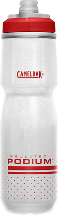 CamelBak Podium Chill Water Bottle - Insulated 24oz Squeeze Design in Fiery Red/White