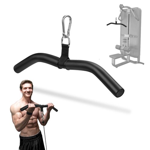 Upgraded LAT Pulldown Bars - 19" Heavy Duty LAT Pull Down Bar Attachments for Home Gym Cable Machine, Professional Curl & Triceps Press Down Handle with Full Rubber Grip for Pulley System Exercise