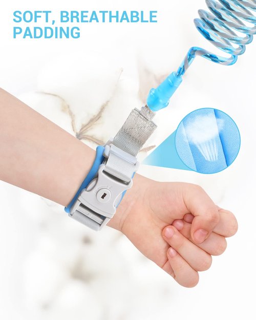 Dr.meter Anti-Lost Wrist Link - 2-in-1 Safety Wristband Leash with Key & Lock | 6.56ft Kids Walking Harness for Travel