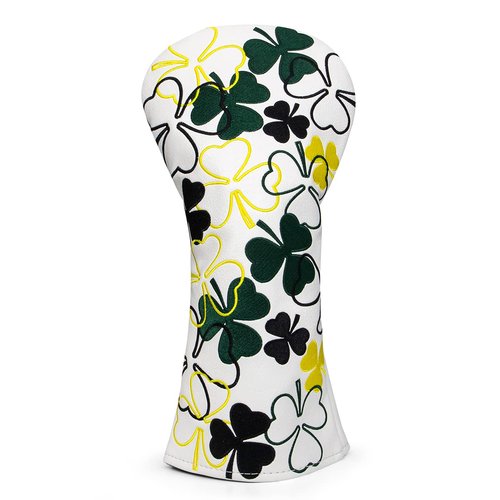 Irish Shamrock Golf Driver Headcover, White Leather Golf Club Covers for Driver,460cc Golf Driver Cover Head Cover for Women or Men Golfer