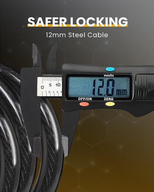 MULTIJOY Bike Lock - Coiled Anti-Theft Cable with Combination & Key - Secure Resettable Lock for Bikes & Scooters