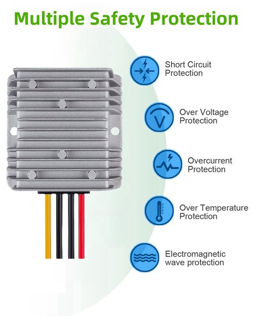 Step Down Converter 48V to 12V 20A 240W - Golf Cart Voltage Regulator IP68 Waterproof for RV Marine