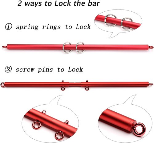 EXREIZST Red Adjustable Spreader Bar Set, Suitable for Sets Sports Training Fitness Gear Home Gyms