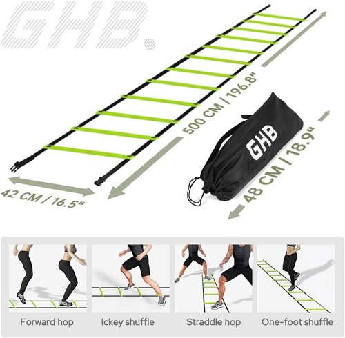GHB Pro Agility Ladder - 12 Rung Speed Training Ladder | 20ft with Carrying Bag for Enhanced Performance