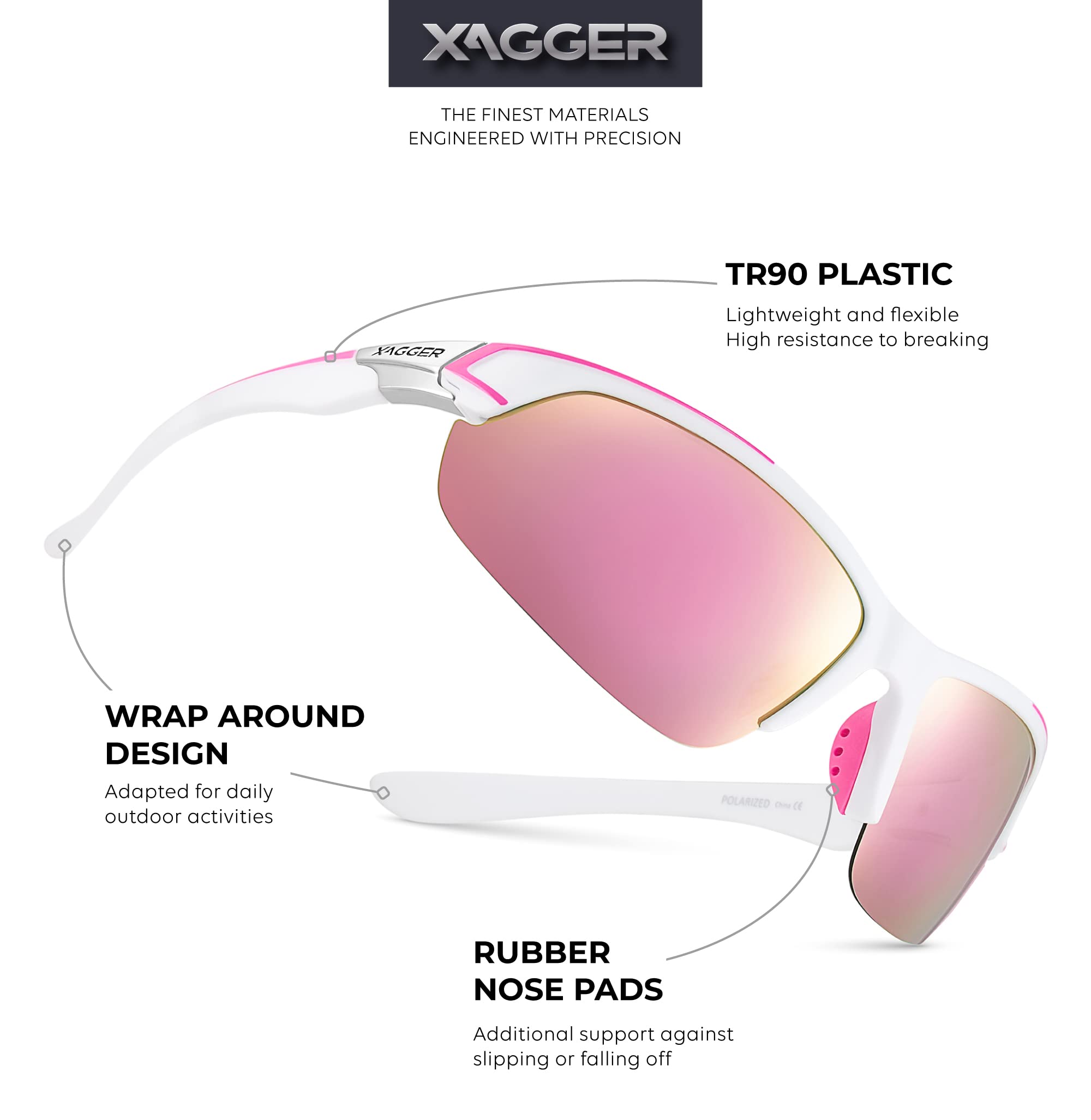 Xagger Polarized Sport Sunglasses for Men Women Wrap Around UV400 Running Baseball Softball Cycling Golf Hiking Fishing Driving Glasses