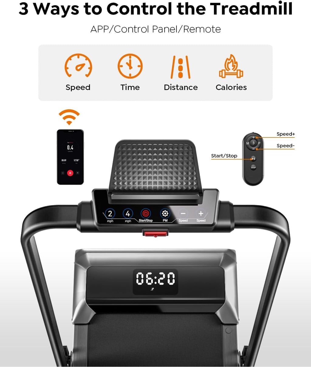 Skiennix Walking Pad Treadmill - 2 in 1 Foldable Design for Home & Office | 300lbs Capacity, App & Remote Control