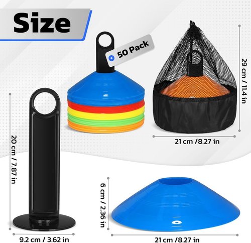 GHB Agility Ladder Set - 1 Agility Ladder with 50 Disc Cones & 2 Carrying Bags for Training