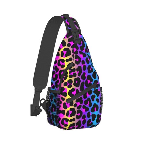 VOOHDDY Leopard Neon Animal Print Sling Bag For Women Men Travel Hiking Backpack Crossbody Shoulder Chest Bags Casual Daypack Sport