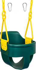 Squirrel Products Premium High Back Full Bucket Toddler Swing Seat - Easy Install with Plastic Coated Chains - Green