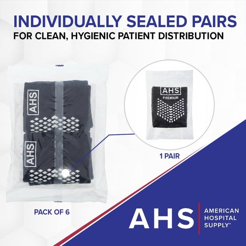 AMERICAN HOSPITAL SUPPLY Premium Anti-Slip Socks | Black Grip Socks | XX-Large| Pack of 6 Pairs