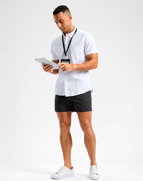 Soothfeel Men's Casual Shorts 5/7 Inch Golf Dress Shorts for Men Flat Front Work Lightweight Quick Dry with 4 Pockets Black-L5_W32