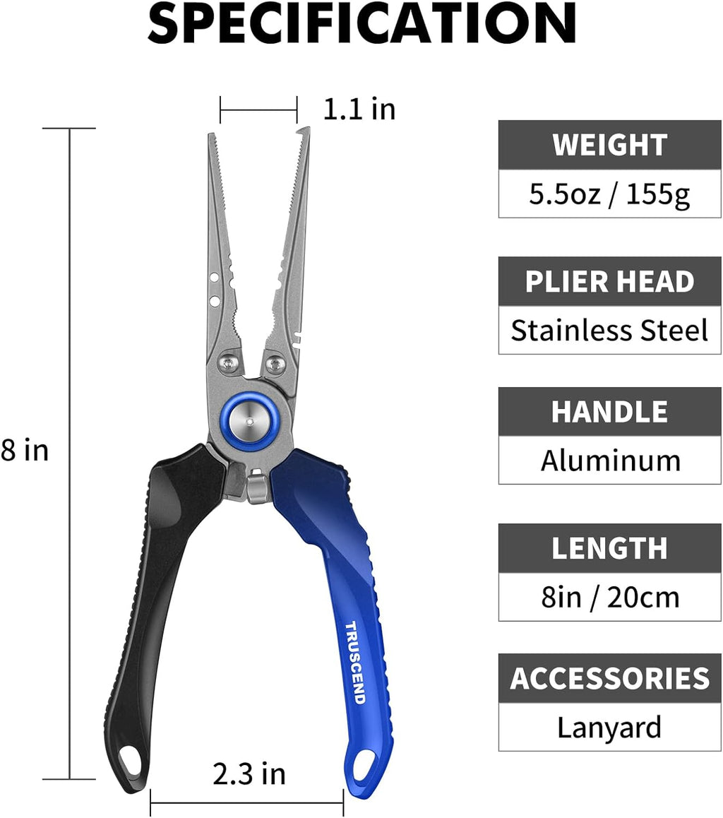 TRUSCEND Fishing Lures - Lifelike Swimbait for Bass, Trout & Walleye | Lockable Fishing Pliers Included