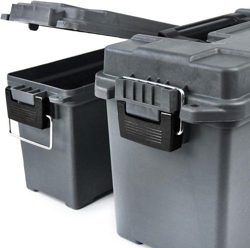 GUGULUZA Plastic Ammo Cans - 2-Pack Lockable Waterproof Storage Containers | Stackable Field Boxes for Hunting Gear