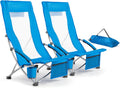 VINGLI Low Beach Chairs - High Back Portable Folding Chairs with Carry Bag | 2-Pack for Camping & Picnics