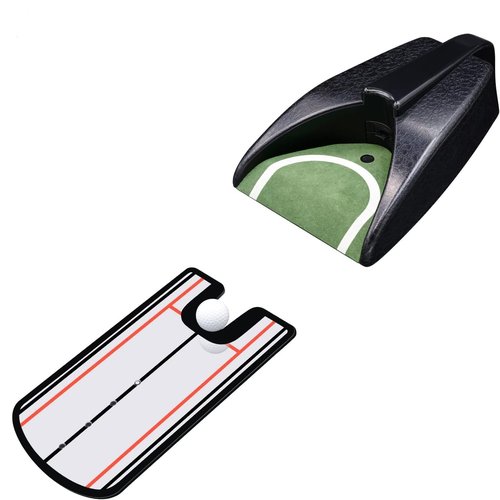 Shu-Ran Golf Putting Alignment Mirror with Putting Cup Combo, Portable Putting Training Aids, Practice Putting Trainer with Hole Cup Set, Mirror Size 12”L x 6”W