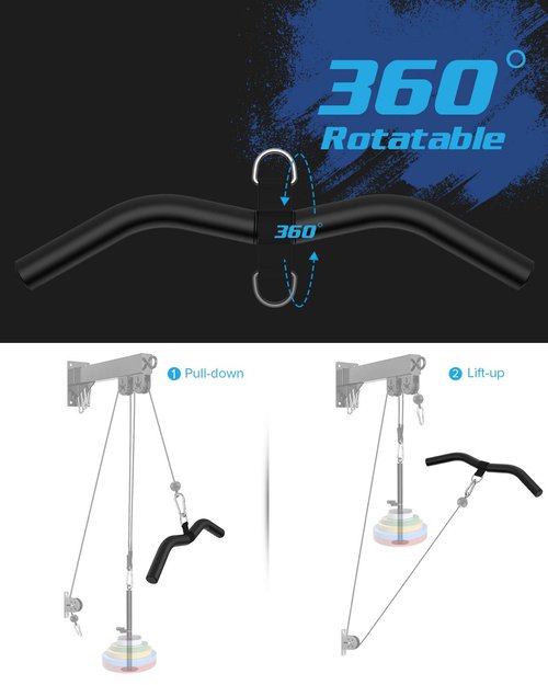 Upgraded LAT Pulldown Bars, 19" LAT Pull Down Bar Attachments for Home Gym, Curl Triceps Press Down Bar Cable Machine Attachment for Pulley System, Exercise Triceps Arm Back Muscles (19)