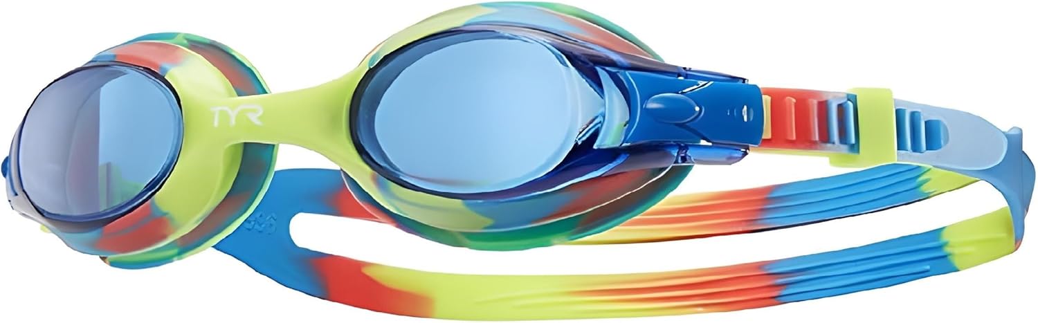 TYR Swimple Kids' Swim Goggles - Fun Tie-Dye Design for Comfortable Swimming
