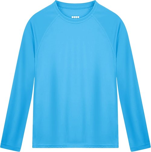 Boys Rash Guard Long Sleeve UPF 50+ Kids Swim Shirts Youth Quick Dry Sun Water Shirt for Fishing