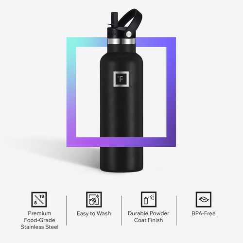 IRON °FLASK Camping & Hiking Hydration Flask with Straw, BPA-Free Insulated Stainless Steel Sports Water Bottle - 32 oz Burgundy