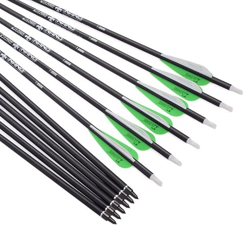 Archery Bow Carbon Arrows - Target Practice with Removable Tips | 26, 28, 30 Inch, Spine 500, 6 or 12 Pack