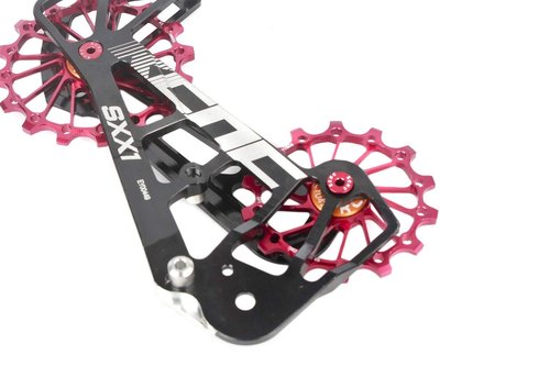 KCNC OSPW Oversized Pulley System Cage - Compatible with SRAM Eagle XX1 X01 GX - Sealed Bearings (Red)