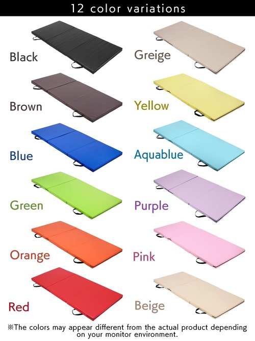 KaRaDaStyle Gymnastics Mat 3-Folding Stretch Mats 71"x31"x2" Exercise Muscle Training Children Play Horizontal Bar Mat Yoga Sports Soundproof Home Use (Beige/3-fold)
