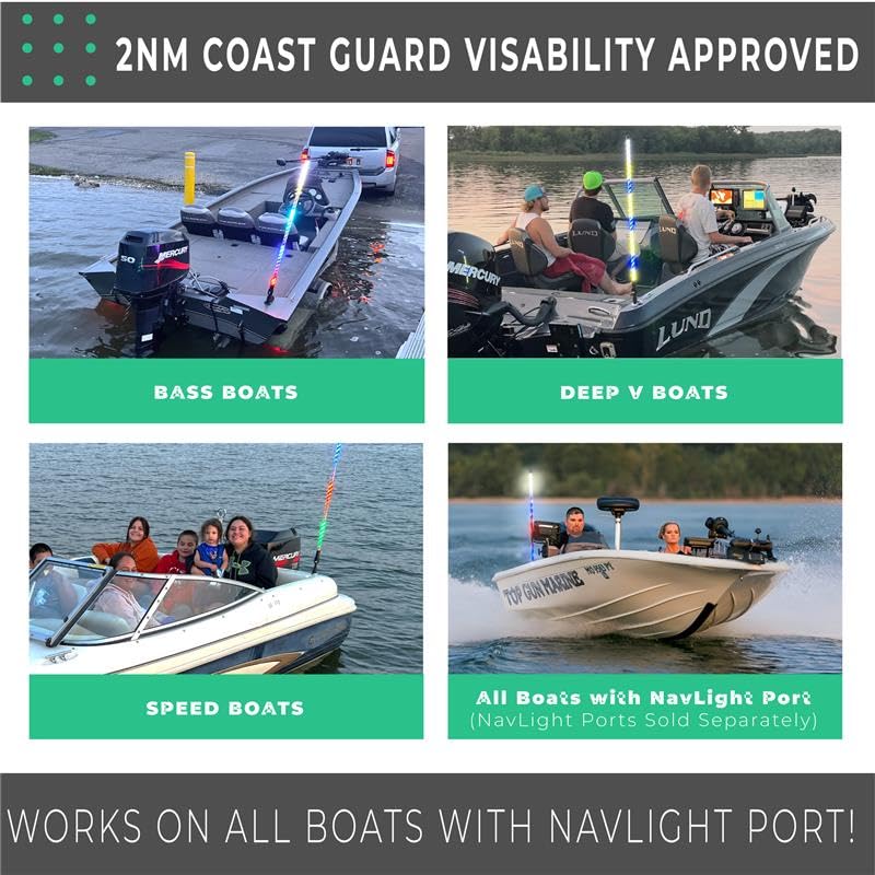 4ft Marine Boat Navigation LED Lights with Show Modes - Coast Guard Approved