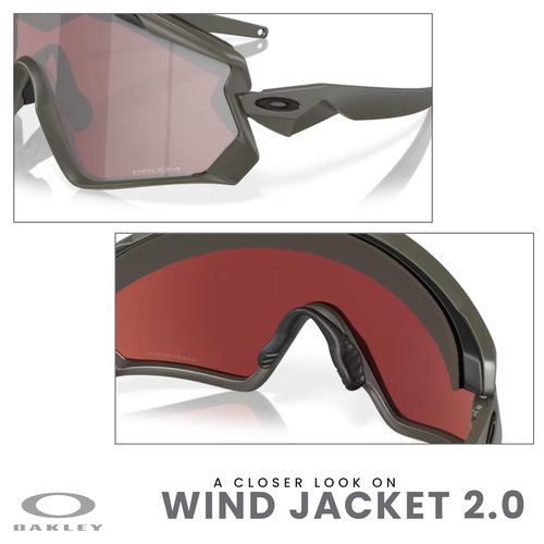 Oakley Wind Jacket 2.0 OO9418 941826 45MM Matte Olive/Prizm Snow Black Iridium Shield Sunglasses for Men+ Bundle Accessory Leash Kit, Microfiber Pouch