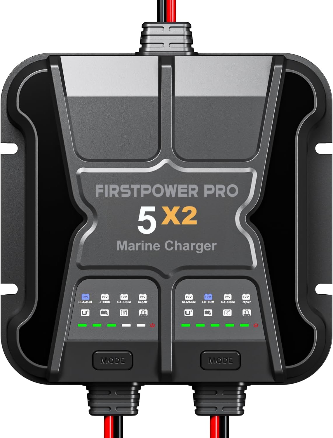 2 Bank Marine Battery Charger - 10A Waterproof Onboard Battery Maintainer & Desulfator for SLA/AGM, Lithium, Calcium & Deep-Cycle Batteries