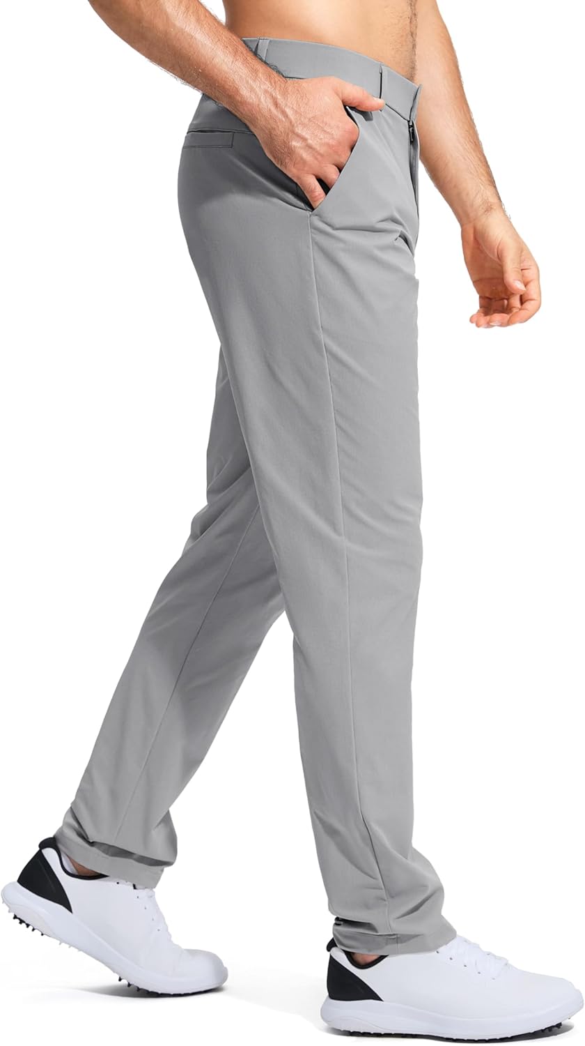 Pudolla Men's Golf Pants - Lightweight Quick-Dry Casual Slacks with Pockets | Stretchy Comfort in 30"/32"/34" Sizes