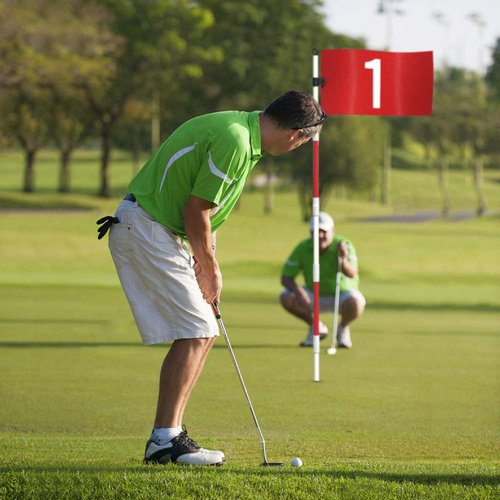 THIODOON Golf Flagstick 6ft Golf Flag and Cup for Yard Pro Detachable Golf Hole Cup and Flag for Driving Range Backyard Upgrade Anti-Rust Glass Fiber 5-Section Design with Connectors