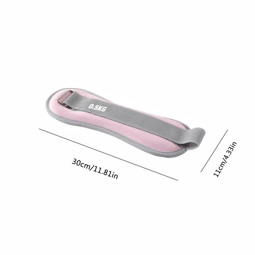 2pcs Adjustable Ankle Sandbag with Hand Tied Strap, Strength Training Hook and Loop for Dance Leg Wrist Weight (1.1lb) (Pink)