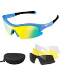 Hurdilen Polarized Kids Cycling Sunglasses, Youth Baseball Sunglasses for Boys Girls Age 8-14, 4 UV Interchangeable Lenses, Lightweight Sun Glasses for Baseball, Softball, Sports (Blue)