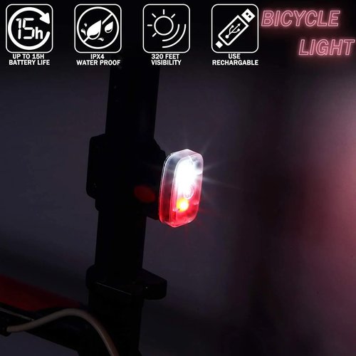 Mudder Running Lights for Runners Rechargeable LED Safety Lamps USB Rechargeable Clip on Strobe Bicycle Tail Lamps with 5 Modes Flashing Bike Lights for Night Riding Walking Hiking Pet Dog(4 Pieces)