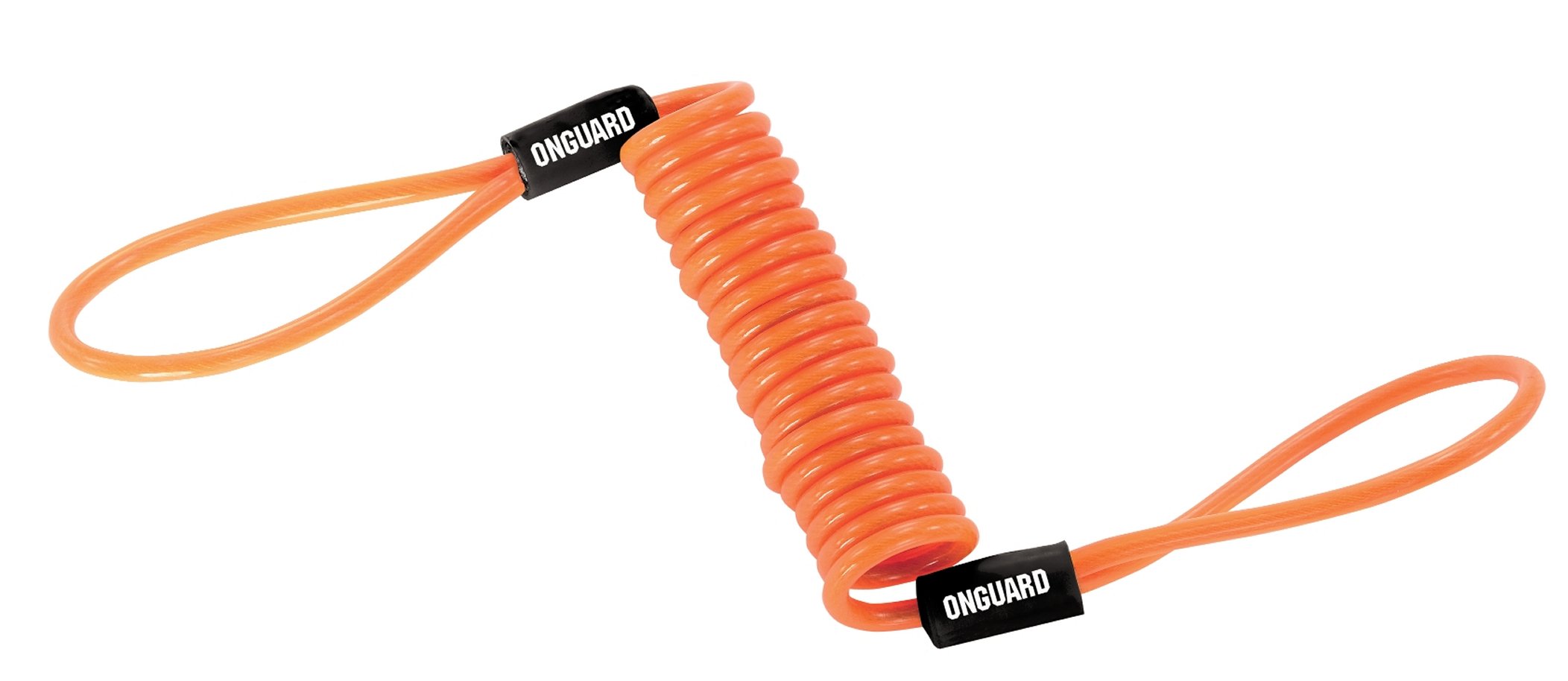OnGuard Safety Coiled Disc Lock Reminder Cable (Bright Orange) – High-Visibility Motorcycle Security Cable Prevents Ride-Off Accidents and Deters Theft