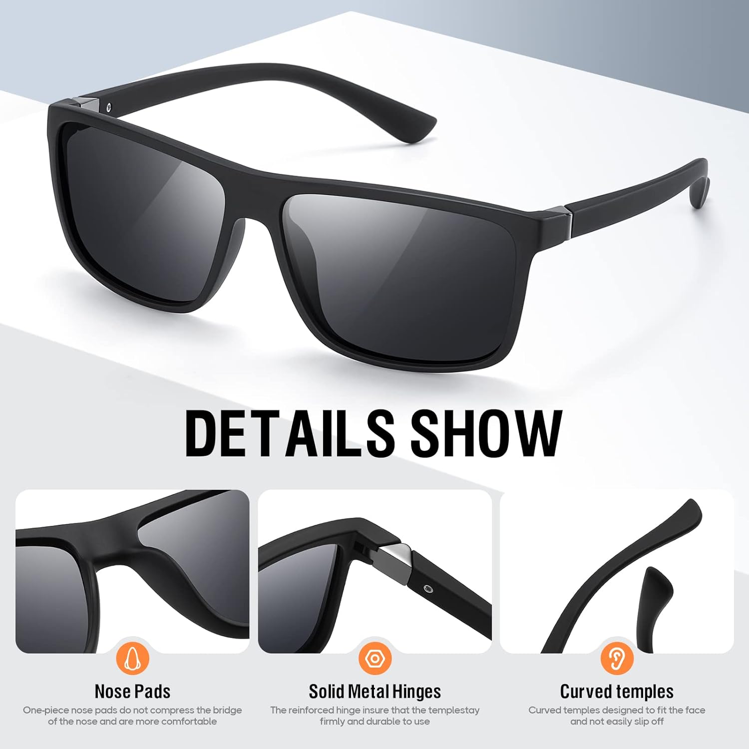 Skiennix Polarized Sunglasses - Black Retro Style for Men & Women | UV Protection for Driving & Fishing