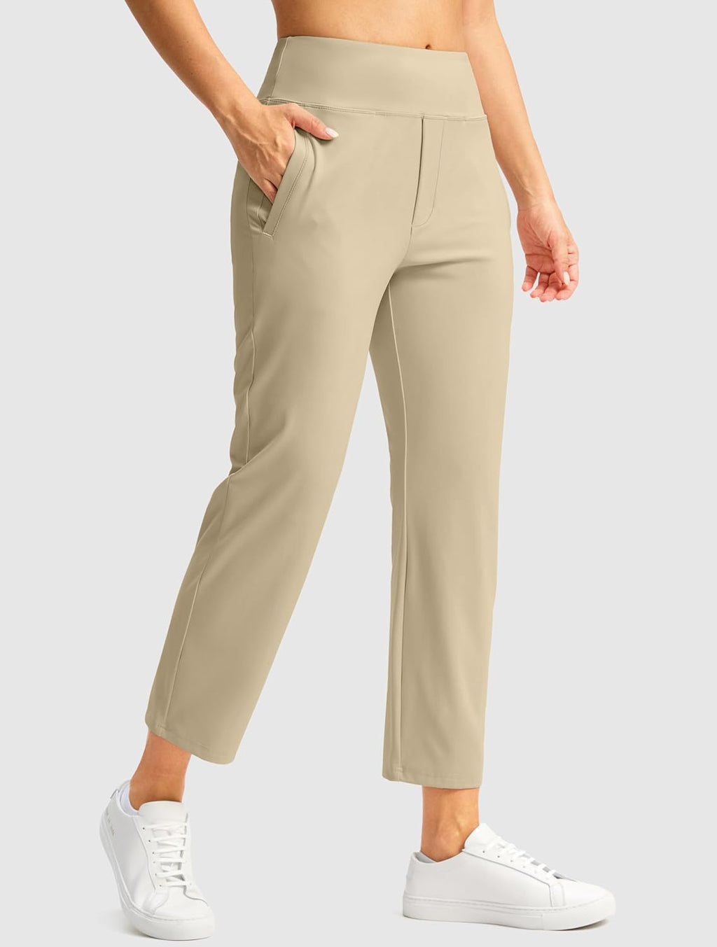 SANTINY Women's 7/8 High-Waisted Stretch Ankle Pants - 3 Pockets for Golf, Casual & Travel