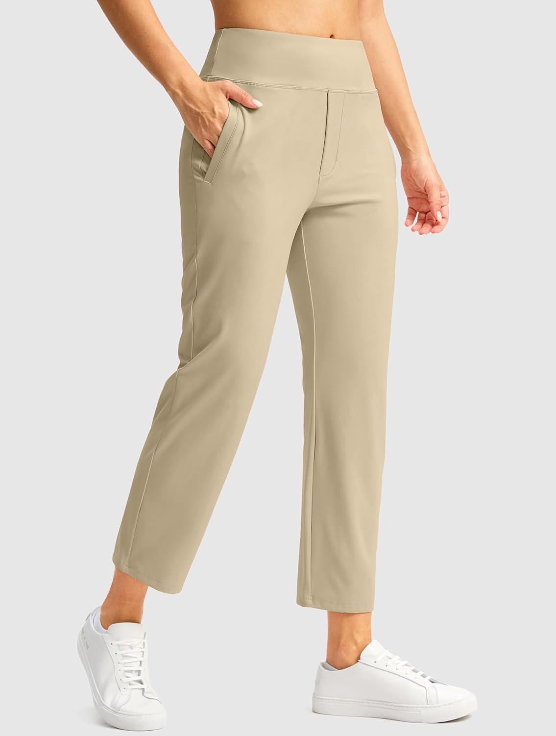 SANTINY Women's 7/8 High-Waisted Stretch Ankle Pants - 3 Pockets for Golf, Casual & Travel