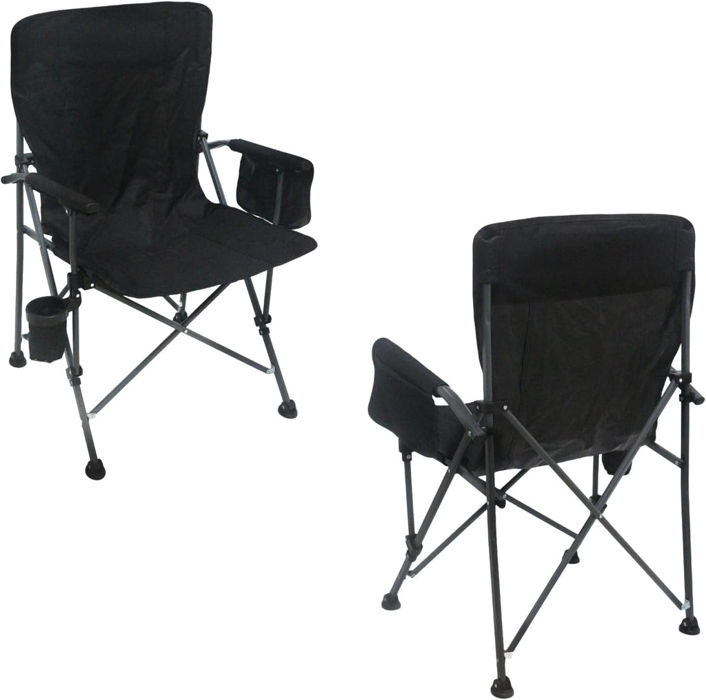 Skiennix Portable Camping Chair - Lightweight & Heavy-Duty Support Up to 500 LBS | Oversized with Side Pockets & Cup Holder