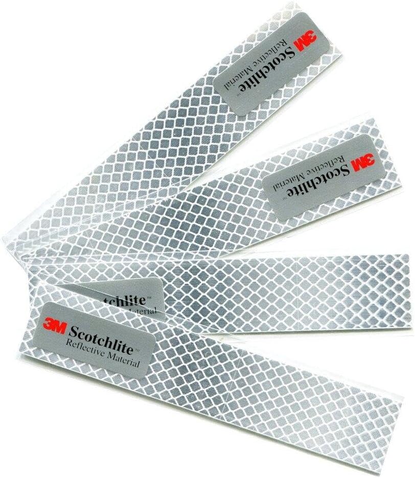 Salzmann Diamond Grade Reflective Stickers - Waterproof All-Weather 3M Material | 4-Pack, White