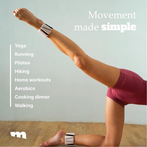 Movido Wrist and Ankle Weights | 1 lb each (2 per set) | Adjustable Workout Weights for Women and Men | Perfect for Yoga, Walking, Pilates, Hiking, Aerobics, Movement (Coconut)