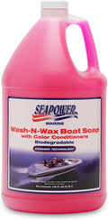 Marine Seapower Wash-N-Wax Boat Soap - Deep Clean & Glossy Finish - pH Neutral Cherry Scent, 1 Gallon (128 oz)