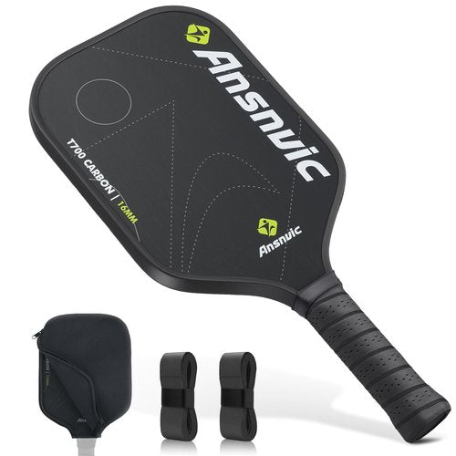 Ansnvic Pickleball Paddle T700 Carbon Fiber Surface & 16mm PowerCore Easy Spin, Great Control & Comfortable Power Lightweight Paddle for All Skill Levels