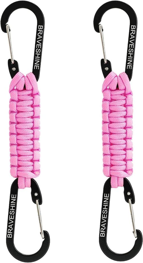 BRAVESHINE Paracord Keychain - Versatile Carabiner Clip & D-Ring Lanyard Hook for Water Bottles, Keys, Backpacks
