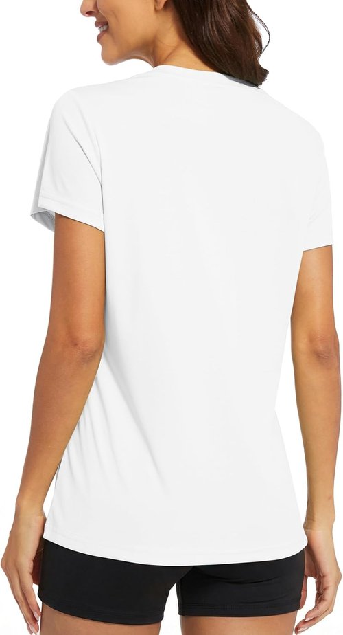 MAGCOMSEN Women's Athletic Workout Tops - UPF 50+ Quick-Dry Short Sleeve Rash Guard