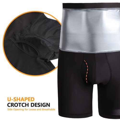 Akkad Kuti Sauna Sweat Shorts for Men Workout Compression Shorts Tummy Control Shapewear High Waist (Sauna Shorts Silver,L)
