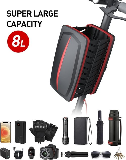 Hunzimoyi Scooter Bag 8L, Electric Scooter Basket Foldable Waterproof Universal, Bike Bicycel Front Hanging Accessories Kit for Adults, Boys, Grils