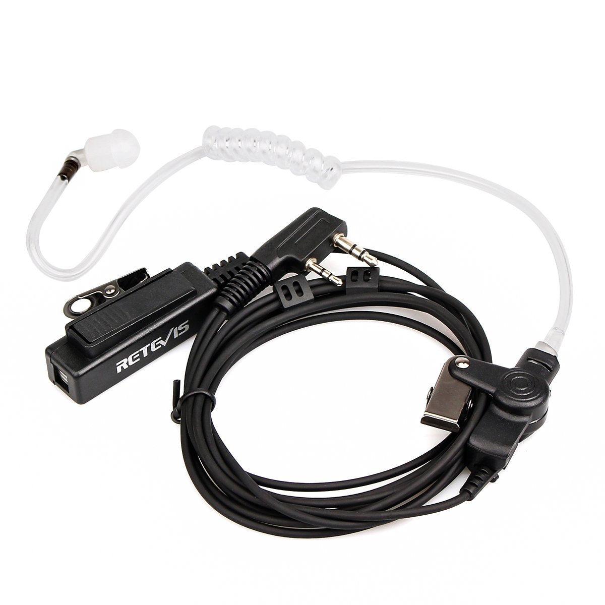 Retevis Walkie Talkie Earpiece with Mic, Big PTT Headset with Long Wire, 2 Pin, for RT22 RT68 RT21 H-777 RT86, Compatible with Pxton Baofeng BF-888S Kenwood 2 Way Radio, Two Way Radio Headset(1 Pack)