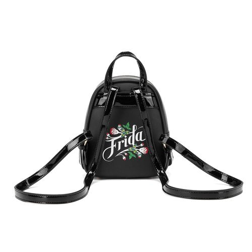 Frida Kahlo Cartoon Collection Mini Size Backpack (Black/Black)